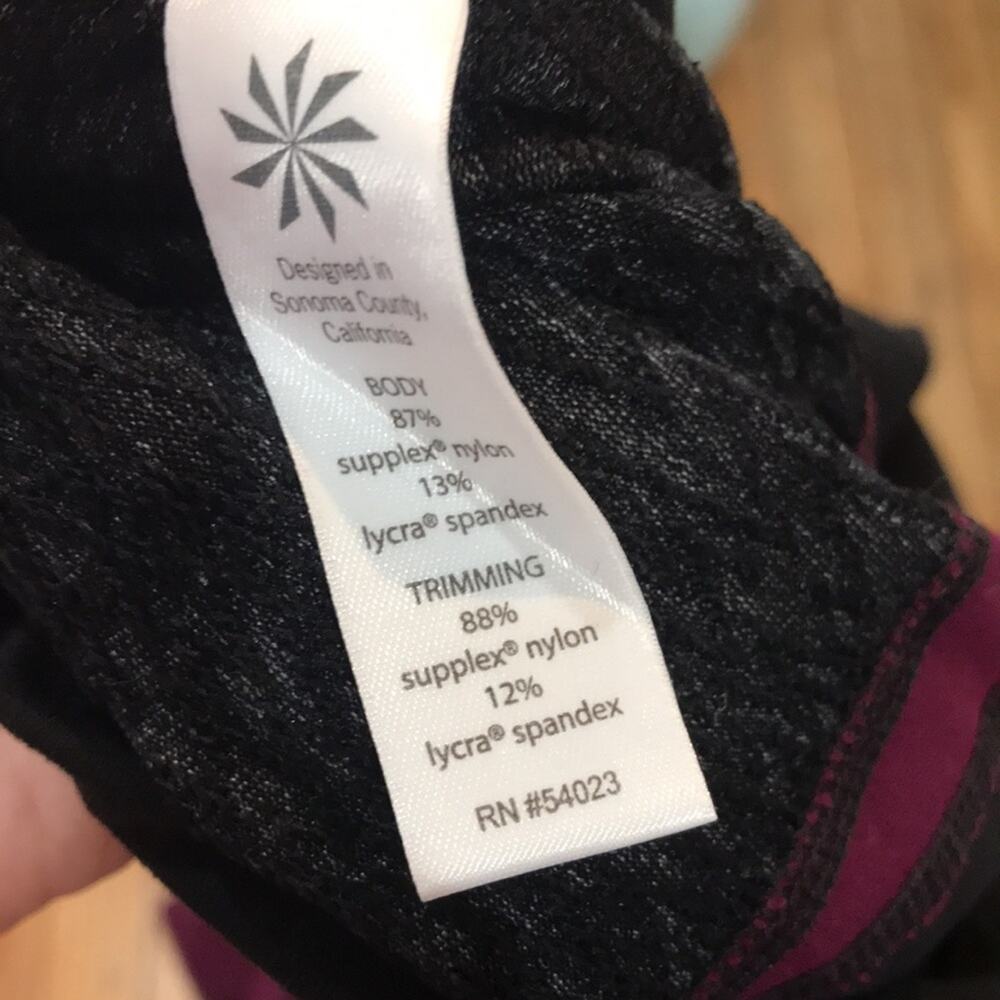 Athleta Cropped Yoga Leggings Purple Black Women's Size Large - Picture 8 of 10